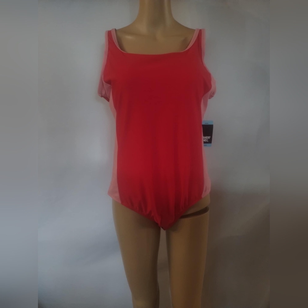 New Two Tone Pink Sleeveless Bodysuit, Bathing Suit, T3W